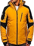 BOLF Herren Winterjacke Skijacke Snowboardjacke mit Reißverschluss und Kapuze Bündchen Outdoor Freizeit 6576 Camel S [4D4]