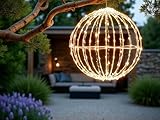 Arnusa LED Leuchtkugel Outdoor 30 cm – 200 LEDs warmweiß mit Timer, IP44, faltbar, für Garten, Terrasse & Balkon – Deko-Lampe zum Hängen oder Stellen – auch als Weihnachtsbeleuchtung