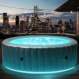 BRAST® Whirlpool aufblasbar MSpa Starry mit LED Beleuchtung für 6 Personen Ø204x70cm In- Outdoor Pool 138 Massagedüsen Energiespar-Timer Heizung Bubble Wellness Massage