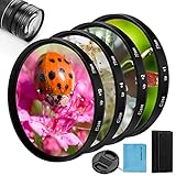 49mm Close-up Nahlinsen Filter Kit, Fotover 4 Stück (+ 1, + 2, + 4, + 10) Makrolinsen Zubehör Close-up Objektiv Filter Set mit Filter Tasche für Canon Nikon Sony Pentax Olympus Fuji DSLR Kamera