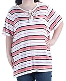 Tommy Hilfiger 49 Womens New 1063 Pink White Striped T-Shirt Top XXXL B+B