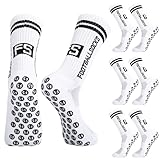 Apricitie 3 Paare Fussball Socken Kinder Fußballsocken Anti Rutsch Grip Jungen Fußball Socken Rutschfeste Sportsocken für Fussball Basketball Laufen Rugby Tennis(M, Weiß)