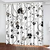 Gualiy Vorhänge 2er Set mit Ösen, Vorhang 137x214 Kleeblatt Blickdicht Vorhang