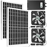 blessny Solar-Doppelventilator mit 66,6 Wh Akku-Backup, 50 W Solarbetrieben, 5,5 Zoll größeres Ansaug- oder Abluftventilator-Set, IP67 wasserdicht, 3000 U/min Hochgeschwindigkeit