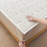 Matratzentopper Gesteppt 60/70/80/140/160 Komfort Matratzenauflage Atmungsaktive Matratzenschoner mit 4 Anti-Rutsch-Ecklaschen Weiche Dünne Waschbarer Matratzenschutz Bettunterlagen(105x200cm,White C)