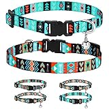 CollarDirect Katze Halsband Befreiungs-Klickschnalle Satz 2 Stück Set Tribal Aztec Muster Haustier Sicherheit anpassbar Kätzchen Halsband mit Glocke (Aztec + Ethnic)