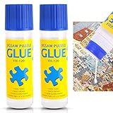 Puzzlekleber Klar, Puzzle-Kleber Transparent mit Easy-On Applikator Kopf, Schnell Trocknend 2er Pack Ungiftiger Puzzle-Kleber für 1000/1500/3000 Teile - 120ml X2 Flasche