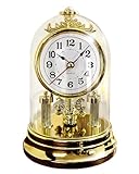 Weltbild Tischuhr Gold mit Glocke - Standuhr Nostalgisch Deko Vintage Wohnzimmer Uhr mit Haube Kleine Uhr zum Hinstellen als Kaminuhr Antik Drehpendeluhr Deko Home Table Clock