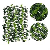 Künstliche Efeublätter, erweiterbarer Rankgitter, Zaun, Gartensichtschutz, Sichtschutz mit Holzgitter, wasserdicht und UV-beständig, dekorativer Sichtschutz für Zuhause, Balkon, Terrasse oder Wand