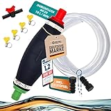 HELPPO Handpumpe zum Umfüllen von Flüssigkeiten wie Benzin, Diesel, Öl, Wasser - XL Umfüllpumpe mit Vakuumfunktion, 2m kraftstoffresistenten PVC-Schlauch inkl. Stöpsel und Flüssigkeitsregler