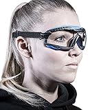 SolidWork Perfekt sitzende Schutzbrille | Kleine und leichte staubdichte Arbeitsschutzbrille mit universeller Passform | Kratzfeste, beschlagfreie und UV-schützende Gläser | Klare Linse | Blau