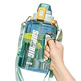 1500 Ml Große Kapazität Outdoor Sport Wasserflasche Mit Strohhalm Abnehmbarer Schultergurt Kinder Schultrinkflasche Niedliche Wasserflaschen Mit Strohhalmen Für Teenager Mädchen Große Bauchflasche