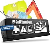 HELDENWERK 3 in 1 Erste Hilfe Set Auto 2025 europaweit einsetzbar & geprüft (StVO konform) I KFZ Kombitasche mit Warnweste, Warndreieck & Verbandkasten I Unfall Zubehör Set, PKW-Notfallset, Pannenset