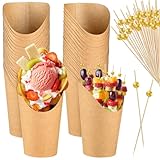 ASTARON 30 Charcuterie-Einwegbecher mit Stäbchen, Pommes-Frites-Halter, Snackbecher für Cocktailpartys, 12-oz-Papier-Vorspeisenbecher mit 100 Spießen, Zahnstochern für Partyzubehör