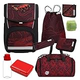 Familando McNeill Schulranzen 1. Klasse ergonomischer Tornister Basic Dragon Drache für Mädchen und Jungen Schultaschen-Set (9-teilig mit Sporttasche)