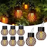 GIGALUMI Solar Hängeleuchte für außen, 8 Stück flackernder Flamme Solarleuchten für Garten