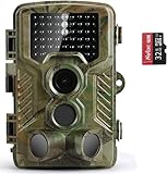 abask Wildkamera, Wildtierkamera mit nachtsicht bewegungsmelder, 125° weitwinkel, 21MP, inkl. 32GB SD-Karte, IP67 wasserdicht und staubdicht für Tierbeobachtung Sicherheitsüberwachung Außenbereich