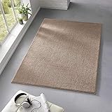 Taracarpet Teppich Kurzflor weicher Designer Uni Bodenbelag Madrid fürs Wohnzimmer, Kinderzimmer, Schlafzimmer und die Küche geeignet Taupe 120x170 cm