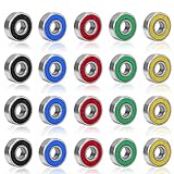 Rybtd Kugellager Skateboard 20 Stück 608 2RS ABEC-9 Rillenkugellager 8mm x 22mm x 7mm Rollenlager Kohlenstoffstahl Miniatur Radialkugellager mit Double Shielded(Schwarz,Blau,Rot,Grün,Gelb)
