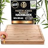 Deer & Oak Vorgeölter Hackklotz Schneidebrett Holz Groß 40 x 30 x 3,8 cm Extradickes Holzbrett zum Fleischschneiden, Gemüse, und Brot, Bambus Schneidebrett, Robustes Holzbrett Küche