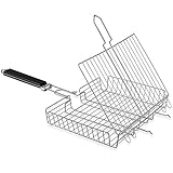 SZSMD BBQ Grillkorb Großes Tragbares,Grillkorb aus Rostfreiem, Fisch-Grillkorb,zusammenklappbar, tragbar mit abnehmbarem Griff, 64.5 * 31 * 5.5cm，Kostenlose Aufbewahrungstasche