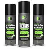 Spraytive 3 x 500ml Power Sprühkleber: Für Textilien, Vlies, Schaumstoff, Leder, Dachhimmel, Teppich, Papier & mehr - Stark permanent haftend mit variabler Sprüheinstellung