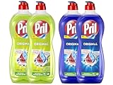 PRIL Original-Set 2x Limette & 2x Original, Handgeschirrspülmittel-Set mit höchster Fettlösekraft, für sauberes Geschirr auch in kaltem Wasser, 4x 675ml