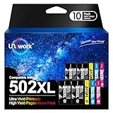 Uniwork 502XL Multipack Druckerpatronen Kompatibel für Epson 502 XL Patronen für Epson Workforce WF-2860 WF-2865 WF-2880 Expression Home XP-5100 XP5100 XP-5105 XP5105 XP-5150 (10er-Pack)