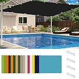 Wasserdicht Segeltuch Überdachung Plane 120x600cm - UV-Schutz 95% Reißfest & Wetterfest Markise mit Kordel & Ösen für Garten Terrasse Balkon - Schwarz