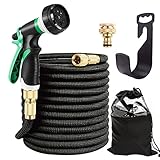 ZAselect Dehnbarer Gartenschlauch, flexibler Wasserschlauch mit extra starkem Gewebe, Sprühdüse mit 8 Funktionen, auslaufsicherer, leichter Dehnschlauch zum Bewässern und Waschen (60 m)