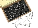 JOKUMO Hundefreunde komplettes Keksausstecher-Set - 10 Stück -High Grade 430 Edelstahl - Golden Retriever, Zwergschnauzer, Dackel, Hundehütte, Feuerhydrant, Hundeknochen und mehr