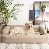 PillowPrim Hundebett, Möbel für Tiere, Katzenbett, Abnehmbar Bezug, Hundekorb, Hundekissen, Hundeliege, Schlafplätze, Hundesofa, Beige, XXL: 117x79 cm