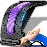 Retoo Rückenstrecker Rückenmassagegerät Rückendehner für Unter und Ober Lendenwirbelsäule Schmerzlinderung Back Stretche Rückentrainer für Lendenwirbelsäule Rückenschmerzen Lila