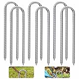 Forever Speed 6 Stück 30CM U-Typ Bodenanker, Verzinkter Stahl Bodenanker Trampolin Haken Zeltnägel für Die Sicherung Von Zaun, Zelten, Vordächern, Camping, Trampolin, Blumenständer