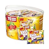 nimm2 Lachgummi Minis Runddose – 1 x 735g (70 Mini Packs) – Fruchtgummi mit Fruchtsaft und Vitaminen