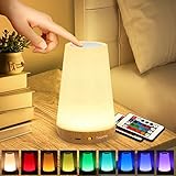 Taipow LED Nachttischlampe Touch Dimmbar mit Fernbedienung, Rgb Farbwechsel Nachtlicht Kinder mit 13 Farben, kabellose Lampe Batteriebetrieben für Schlafzimmer Kinderzimmer Zimmer Room