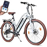 BLUEWHEEL 26' innovatives City E-Bike Deutsche Qualitätsmarke bis 150 km Reichweite & App EU konformes E bike + Nabenmotor Shimano 7 Gänge + 25 km/h, BXB85 Elektrofahrrad für Damen und Herren