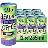 Ciao Coffee Eiskaffee Cappuccino 12×235 ml | Aus europäischem Getreide I Koffeinkick wie Espresso (90 mg) | 50% weniger Zucker & Funktionaler Vitaminkick – Ohne Kaffeebohnen (12 Pack, Haselnuss)