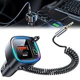 ZMCVOE Aux Bluetooth 5.4 Adapter Auto, 3.5mm Klinke Bluetooth Adapter, Aux auf Bluetooth Adapter für Kabelloses Musikhören, Freisprechfunktion, Schnellladung