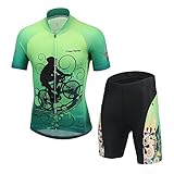 YFPICO Kinder Radtrikot Set Fahrrad Trikot Kurzarm + Radhose mit Sitzpolster Radsport-Anzüge Jungen Mädchen Fahrradbekleidung, Fahrrad, 152/158