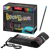Faber-Castell 116418 - Buntstifte Set mit Stifte Rolle, 72 Black Edition Buntstifte, inkl. Metallic- und Neonfarben