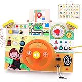 Grarain Busy Board Montessori Spielzeug ab 1 Jahr Lenkrad Fahrsimulationsspielzeug Activity Board Spielzeug ab 2 3 Jahre Holzspielzeug Sensory Spielzeug Reiseaktivitäten für Kleinkinder