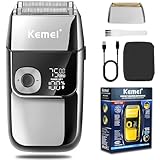 Kemei Elektrischer Folienrasierer für Herren, kabellos, präzise, wiederaufladbar, waschbar, USB, LED-Anzeige, Lithium-Titan-Folienrasierer mit Reiseetui