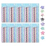 TOKIDNY 1360 Stück Teiliges Stern faltpapier mit Bunten Pentagramm Origami Streifen Kreatives DIY Bastelset für Mädchen Zufällige Muster für Geschenkdekoration und Handwerksprojekte