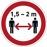 Durable Bodenaufkleber Abstand halten 1,5-2m, ablösbar, Ø 43 cm, rot-weiß, 104103