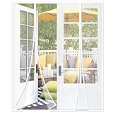 Risareyi Magnet Fliegengitter Tür 160x200cm, Weiß Fiberglas Netz Insektenschutz Balkontür Ohne Bohren Doppelter Seitliche Öffnung Magnetvorhang für Doppeltür Moskitonetz