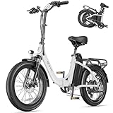 DYU C9 EBikes Herren Damen Elektrofahrräder-Ebike mit 48V 15.6Ah Batterie, 20 * 3.0 Zoll, E-Bike 7-Gang Getriebe mit LED-Display, 250W Motor & 25km/h, Reichweite bis 150km City E-Bike (Weiß)