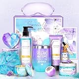 Geschenkkörbe für Frauen, entspannendes Spa-Geschenkkorb-Set, Weihnachtsgeschenke für Frauen, Geschenkidee für Mutter, Freundin, Schwester, Ehefrau, Lehrer, 12-teiliges Lavendel-Pflegepaket,