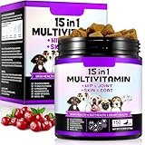 Multivitamin für Hunde 15-in-1,Natürliche Essentielle Vitamine Kautabletten Mit B-Komplex-Vitamine für Immunsystem, Knochen, Gelenke - Kalzium, Eisen, Kupfer, Jod, Zink(150 Kauartikel)