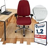 Geruchsneutrale Komfort Bodenschutzmatte Bürostuhl Unterlage mit abgeschrägter V-Kante Eckig 90 x 140 cm mit 50 x 60 cm Zunge transparent Antirutsch Stuhlunterlage Abwaschbar